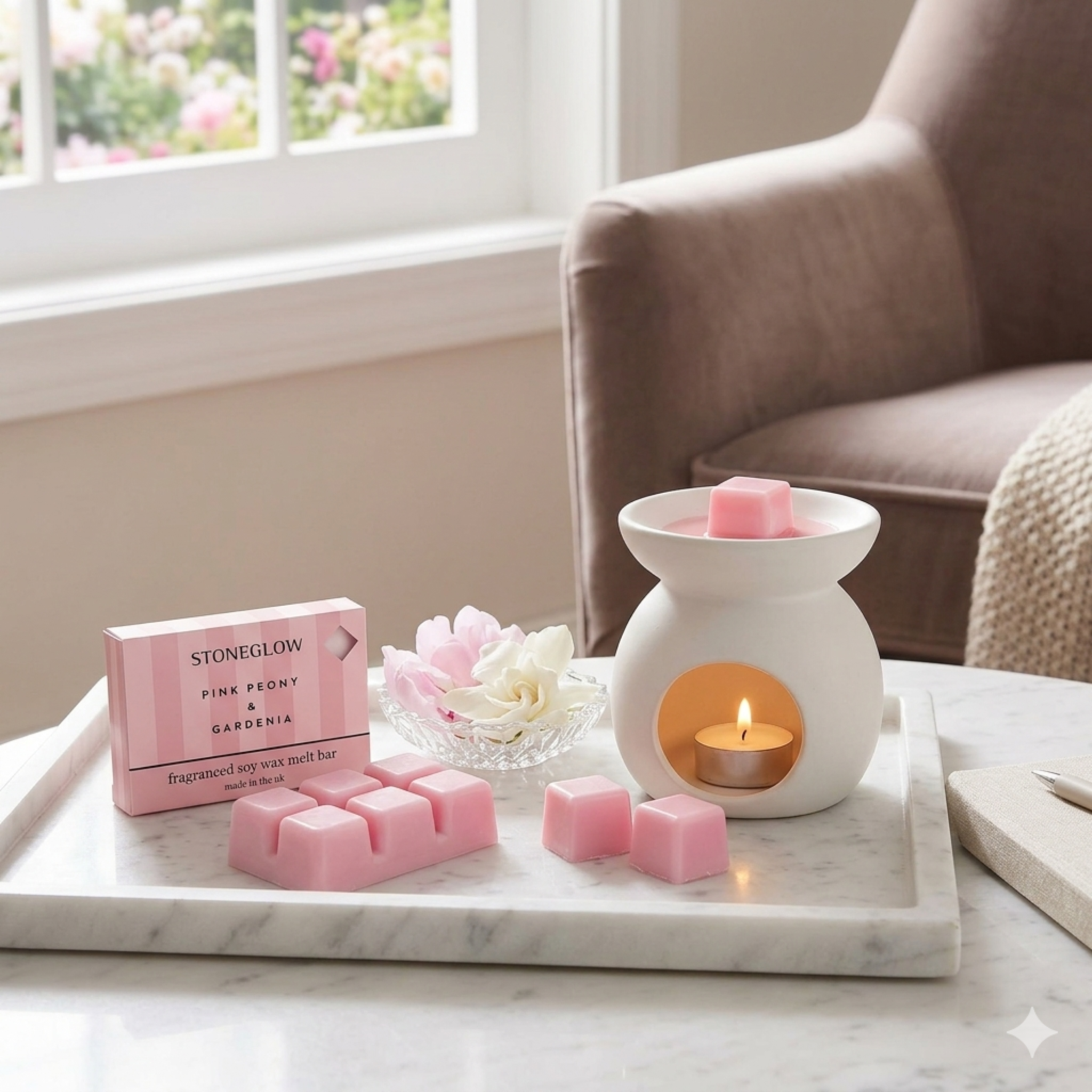 Pink Peony & Gardenia Scented Soy Wax Melt Bar - Image 2