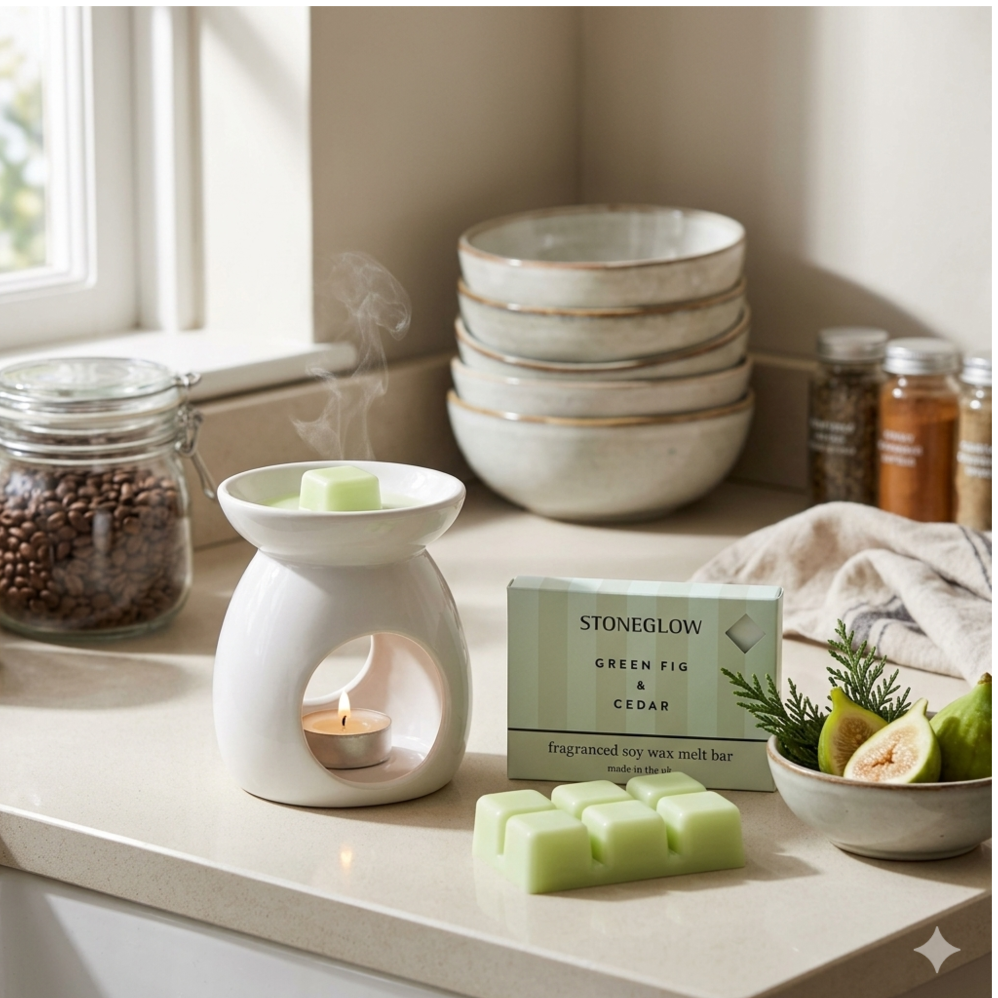 Green Fig & Cedar Scented Soy Wax Melt Bar - Image 2